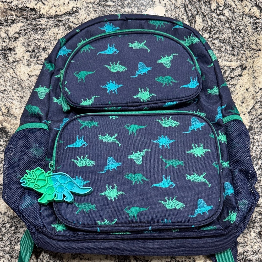 Cat & Jack Dinosaur Print Kids Backpack - Navy and Teal